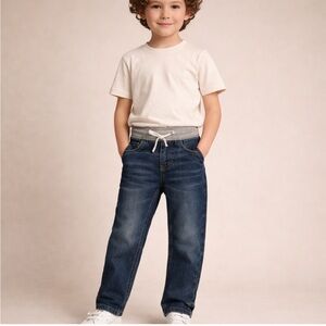 Cat & Jack Toddler Boys Pull-On Straight Jeans Size 2T Dark Wash Elastic Waist